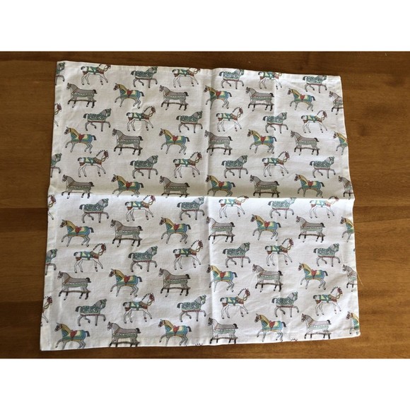 POMEGRANATE INC Horse Equestrian Paper Placemats & Cloth Napkin Set Cotton India - Picture 5 of 8
